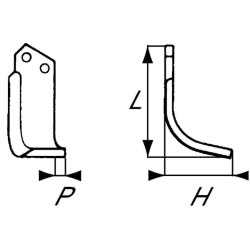 Nóż glebogryzarki fi10,5mm-25mm prawy 163mmx92mm Ferrari 72 Super 