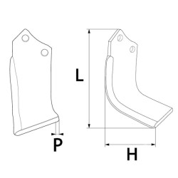 Nóż glebogryzarki fi14,5mm-48mm prawy 210mmx Maschio 