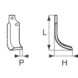 Nóż glebogryzarki fi12,5mm-44mm prawy 193mmx Maschio 