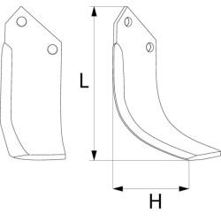 Nóż glebogryzarki fi13mm-57mm prawy 210mmx135mm Howard 