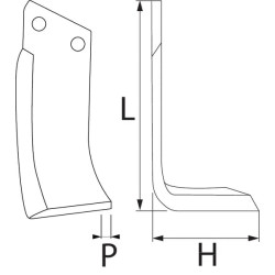 Nóż glebogryzarki fi14,5mm-45mm prawy 200mmx110mm Maletti 