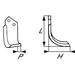 Nóż glebogryzarki fi14,5mm-56mm prawy 230mmx145mm Maschio 