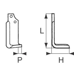 Nóż glebogryzarki fi12,5mm-44mm prawy 190mmx115mm Maschio 