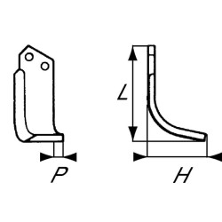 Nóż glebogryzarki fi10,5mm-56mm prawy 150mmx57mm Maschio 