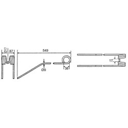 Palec, ząb zgrabiarki 549/87/38 fi9,0 mm, Nemeyer 600013 Niemeyer 3338-600013