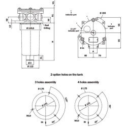 Filtr powrotny 285l/min - 1i1/4"BSP do otworu 130mm