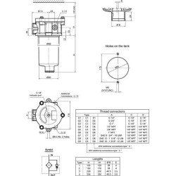 Filtr powrotny 87l/min - 3/4"BSP do otworu 88mm