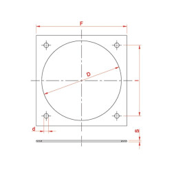 Uszczelka kwadrat 8" 235x235 - 4x180(fi255)x4,5mm fi wew. 200mm Unbranded