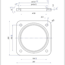 Kołnierz pośredni 6" 200x200 - 4x150(fi212)x15mm fi wew.150mm z oring MZ