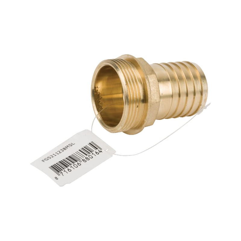 Króciec na wąż 38 mm x gwint zewnętrzny 1-1/2" mosiężny
