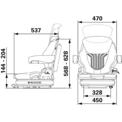 Fotel Grammer pneumatyczny Primo Professional M 12V, MSG75GL/521 tkanika