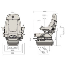 Fotel Grammer pneumatyczny Maximo Dynamic Plus 12V, tkanika/Alcantara