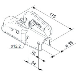 Zaczep kulowy K50 750kg do rury fi 35mm, AK 7 V PLUS -35 AL-KO 8716106760947