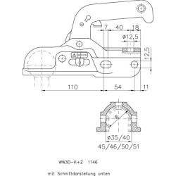 Zaczep kulowy K50 3000kg do rury fi 35-51mm Winterhoff 1860801