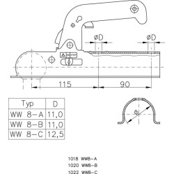 Zaczep kulowy K50 800kg do rury fi 60mm Winterhoff 1860732