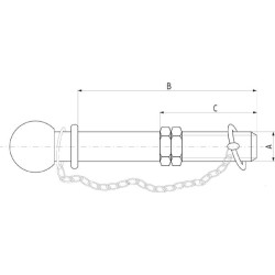 Zaczep kulowy K50 przykręcany 7/8"UNFx102mm Kramp 8716106071265