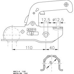 Zaczep kulowy K50 2200kg do rury fi 50-51mm Winterhoff 1861585