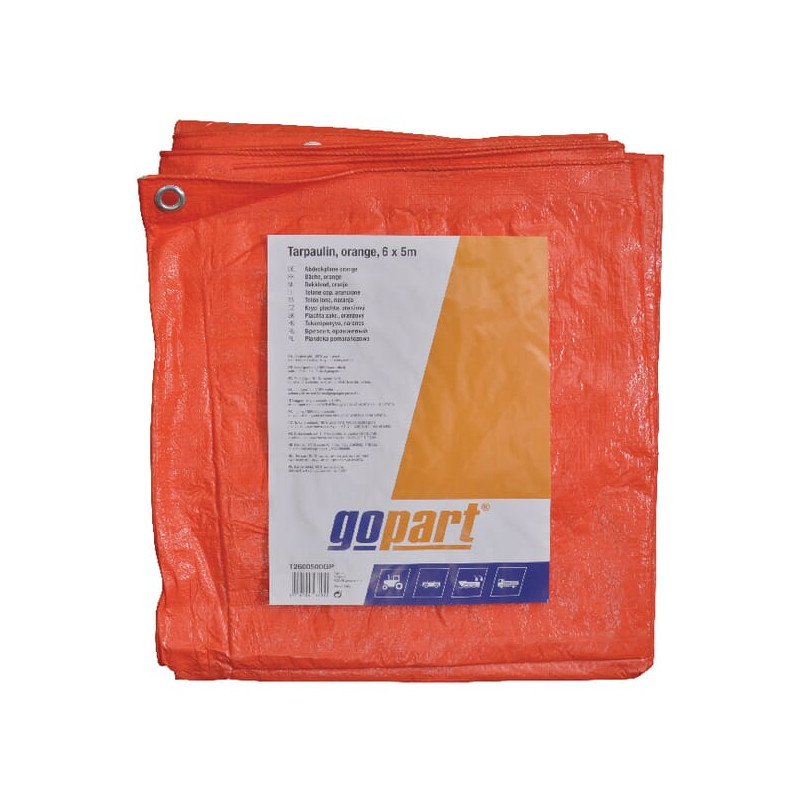 Plandeka 100 g/m² 6x5m pomarańczowa gopart 8716106137022