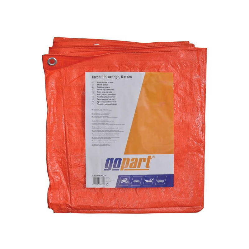 Plandeka 100 g/m² 6x4m pomarańczowa gopart 8716106137039