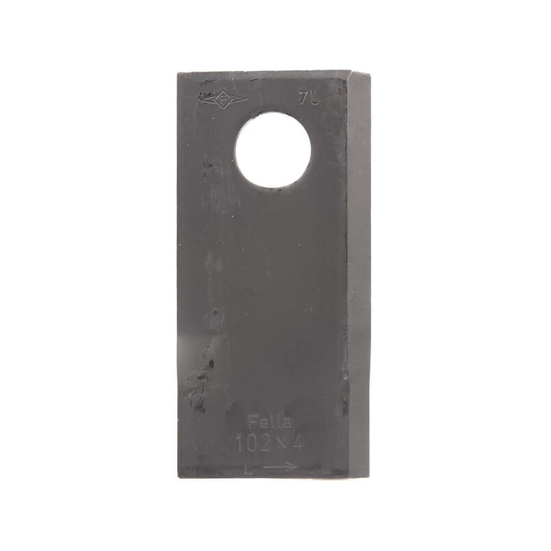 Fella 140693 Nożyk kosiarki rotacyjnej lewy 102x48x4 mm otwór Ø 19 mm okrągły pasuje do Fella