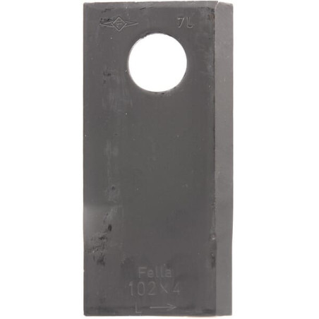 Fella 140693 Nożyk kosiarki rotacyjnej lewy 102x48x4 mm otwór Ø 19 mm okrągły pasuje do Fella