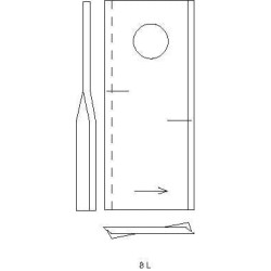 Fella 140693 Nożyk kosiarki rotacyjnej lewy 102x48x4 mm otwór Ø 19 mm okrągły pasuje do Fella