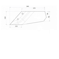 Lemieszyk boczy FL35D lewy  345mm Agro Interstar