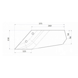 Lemieszyk boczy Smaragd lewy wygięty FL37D 350mm zam