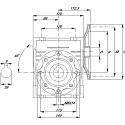 Przekładnia ślimakowa 60 do 1 type GMR 075