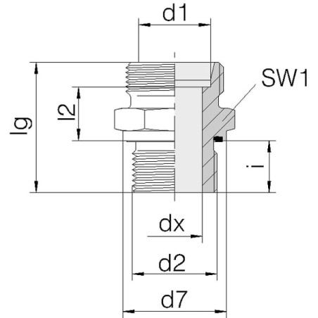 Przyłącze B, gwint przyłącza 22x1,5-gwint złącza 16x1,5-10L Voss 11010LM22WD