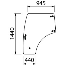 3679563M1 Szyba Massey Ferguson drzwi lewa Landini 2000-3679563M1