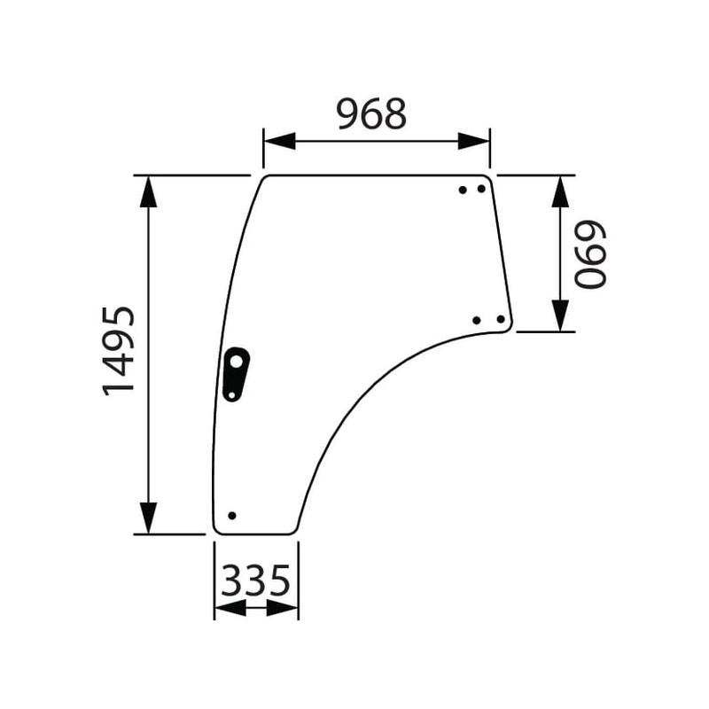 4218159M3 Szyba Massey Ferguson drzwi lewa Kramp 8719493087123
