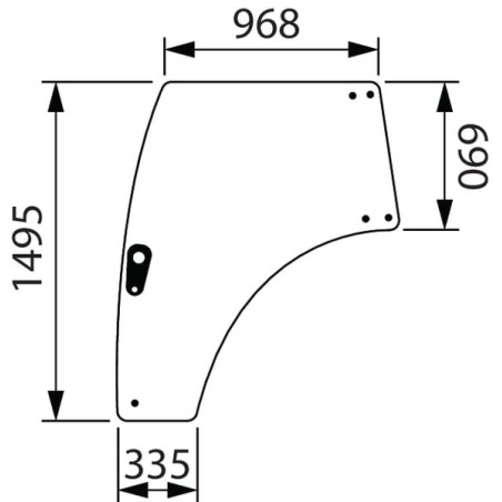 4218159M3 Szyba Massey Ferguson drzwi lewa Kramp 8719493087123
