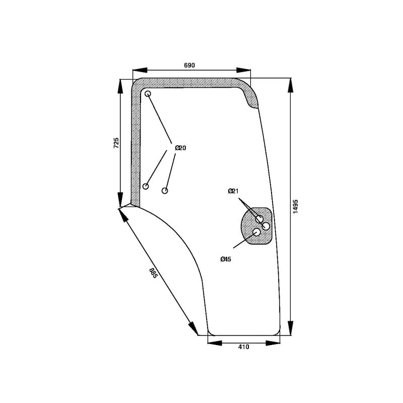 44910452 Szyba Case drzwi Kramp 3660980032483