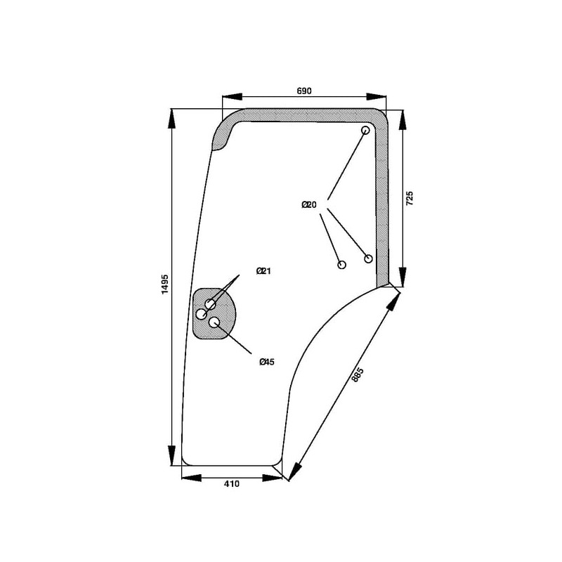 44910453 Szyba Case drzwi Kramp 3660980032476