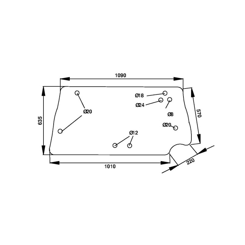 248720A1 Szyba Case tylna górna Kramp 3660980017664