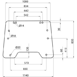 82000488 Szyba New Holland przednia, regulowana 82000.488, Kramp 8719607183581