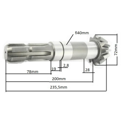 Comer 0.290.5001.00 wałek zakończony zębnikiem Z-12 M5, 1i3/8" Z-6 - T-290A,