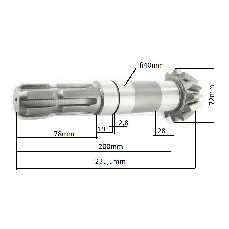 Comer 0.290.5001.00 wałek zakończony zębnikiem Z-12 M5, 1i3/8" Z-6 - T-290A,