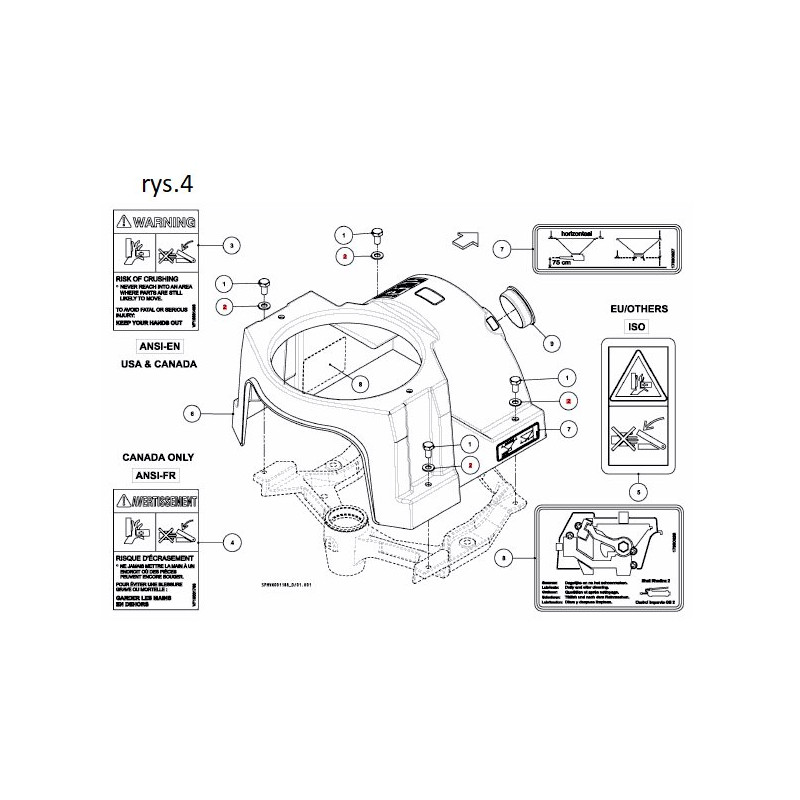Vicon VF16661768 Naklejka Ostrzegawcza Ansi-Fr, Zgniecenie (P)