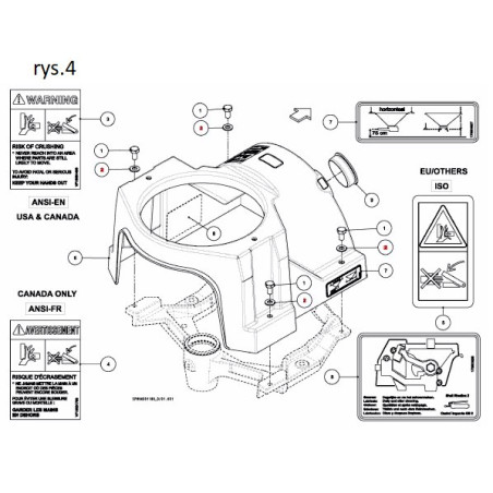 Vicon VF16661496 Naklejka Ostrzegawcza Ansi, Zgniecenie (P)