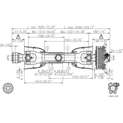 Wał WOM V80 1300 Nm, L-1510 mm, 1i3/8"Z6 1i3/4"Z6 sprzęgło cierne Comer