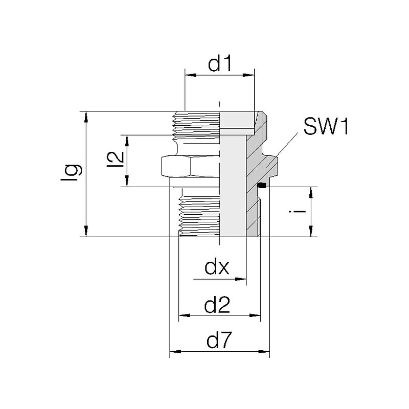 Przyłącze B, gwint przyłącza 3/8"BSP-gwint złącza22x1,5-15L Voss 11115LR38WDA
