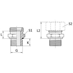 Przyłącze B, gwint przyłącza 3/8"BSP-gwint złącza22x1,5-15L Voss 11115LR38WDA
