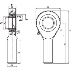 Ucho siłownika fi 20mm gwint zewnętrzny M20x1,5 R INA
