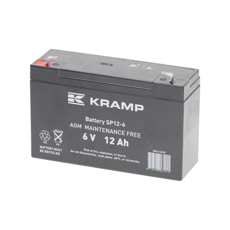 Akumulator 6V 12Ah 151x50x94 po przekątnej L+ Kramp