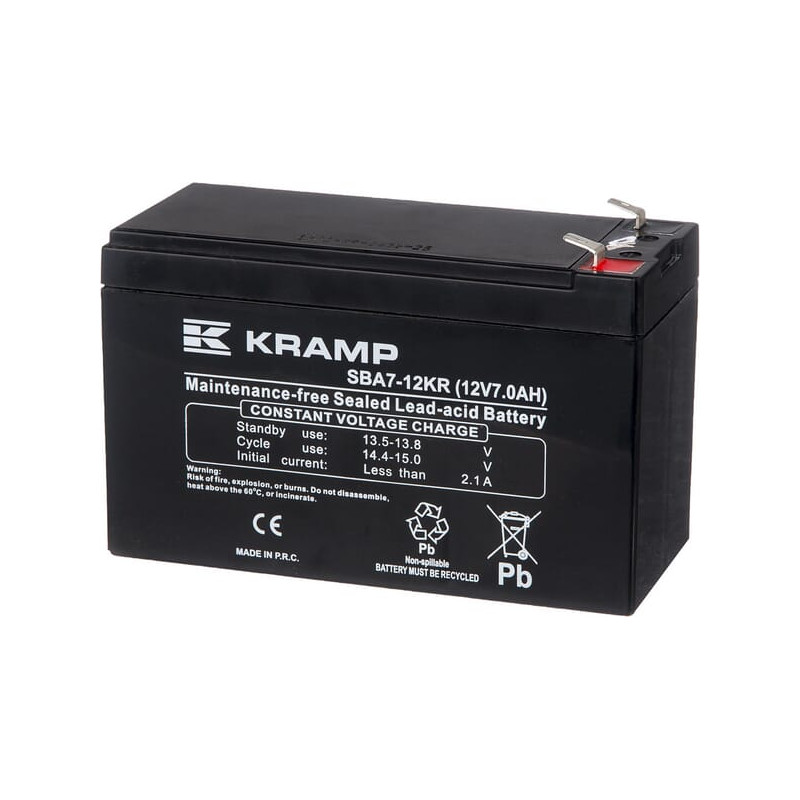 Akumulator 12V 7Ah 151x65x100 krótki bok L+ Kramp