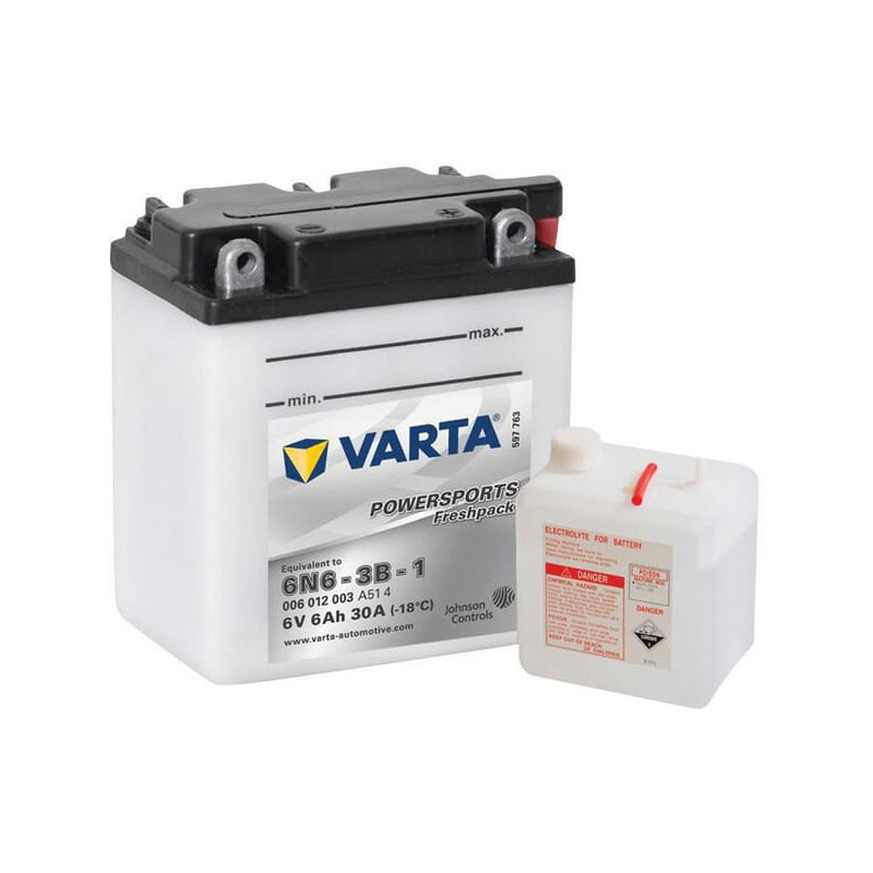Akumulator 6V 6Ah EN 30A 100x57x110 po przekątnej P+ Powersports Freshpack VARTA