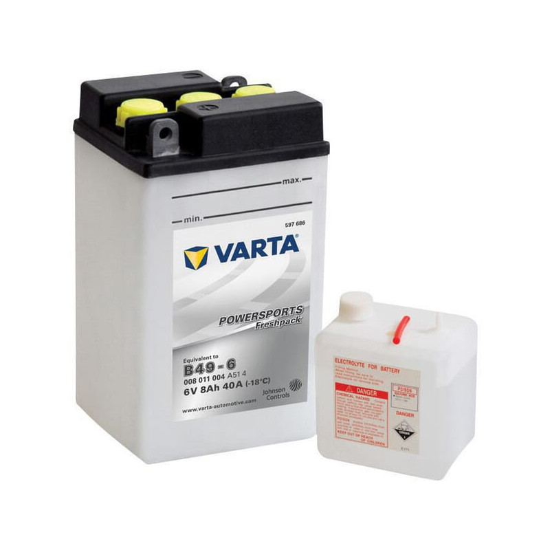 Akumulator 6V 8Ah EN 40A 91x83x161 po przekątnej L+ Powersports Freshpack VARTA