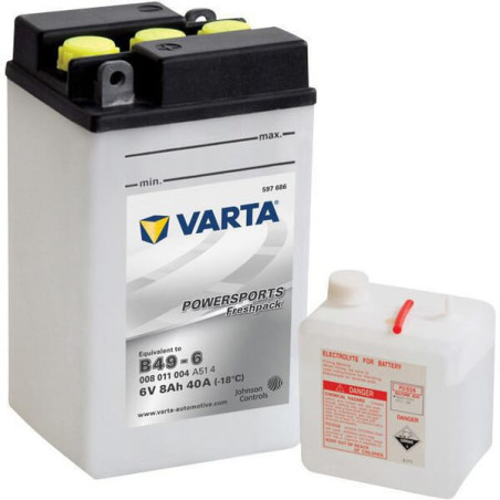 Akumulator 6V 8Ah EN 40A 91x83x161 po przekątnej L+ Powersports Freshpack VARTA